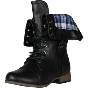 Black Combat Boots - Calf-height